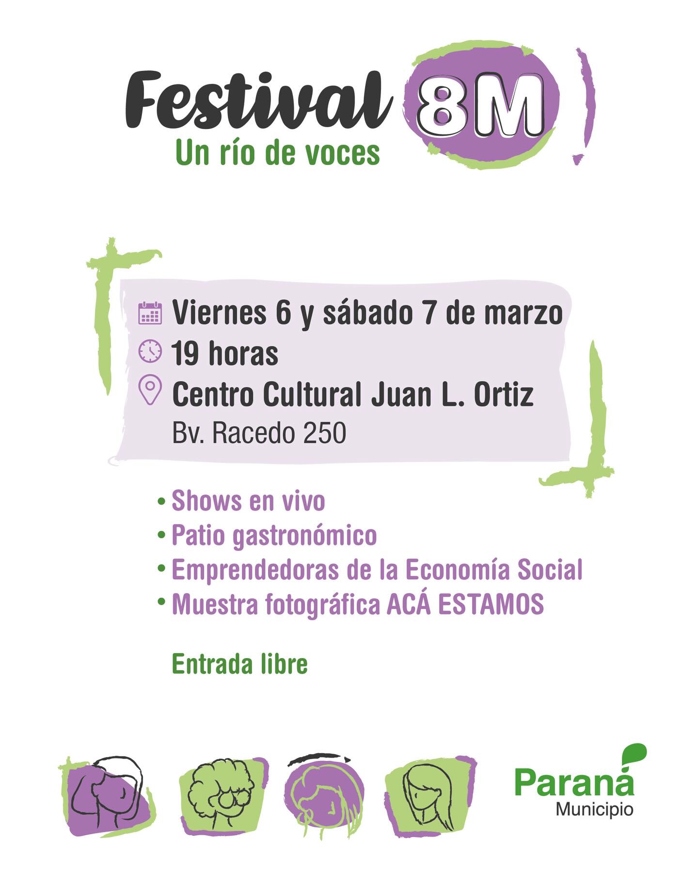 Por condiciones climáticas, se suspende la jornada de hoy del Festival 8M “Un río de voces”