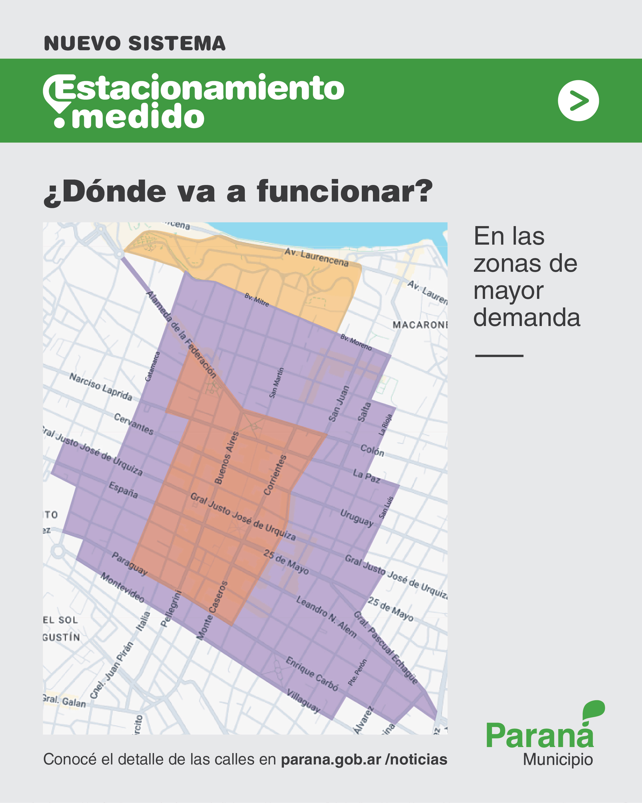 Paraná adjudicó el nuevo Sistema de Estacionamiento Ordenado / Medido