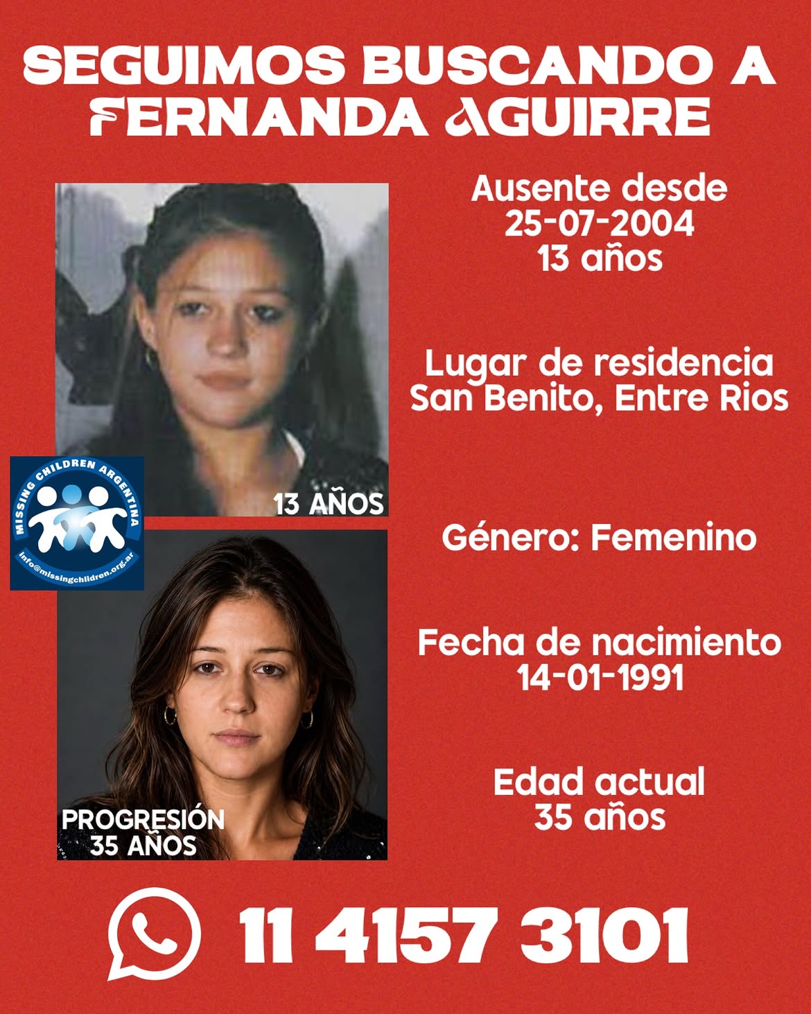 Proyección digital con IA para impulsar la búsqueda de Fernanda Aguirre